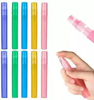Xuzopim 10 vnt. kvepalų kelioninių buteliukų rinkinys, nešiojami daugkartiniai 10 ml purškiami buteliukai, mini plastikiniai kvepalų atomizatoriai, tušti kelioniniai buteliukai, kvepalų mėginėlių buteliukai kelionėms