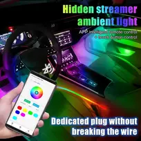 Automobilio salono apšvietimas, 18 in 1 Hmyc 128 spalvingų Led akrilo šviesolaidinių juostelių, universali dekoravimo atmosfera su muzikos sinchronizavimo ritmu, valdymas programėle, Rgb neoninis apšvietimas visiems automobiliams