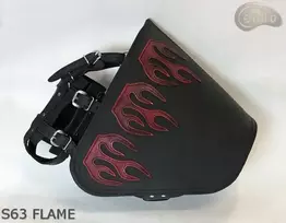 Šoninė odinė motociklo krepšys S63 Flame su laikikliu H-d Softail Sako