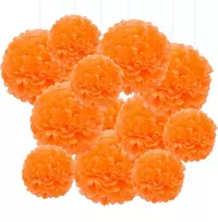 Gaka Favor 12 vienetų popierinių pomponų rinkinys, oranžinė popierinė pakabinama dekoracija vestuvėms, krikštynoms, gimtadieniui, komunijai, valentino dienai, motinos dienos vakarėlio dekoracija