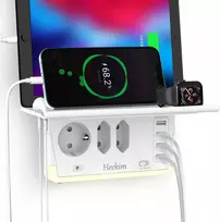 Led naktinė lemputė su stovu ir lizdu, naktinė lemputė su 4 usb-a ir 3 krypčių lizdo adapteriu, reguliuojamas automatinis šviesos jutiklis