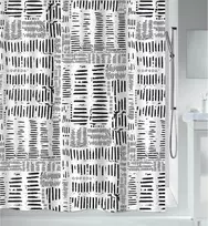 Spiella Spirella "connection" Dušo Užuolaida 180x200cm, Atspari Vandeniui, Juoda/balta