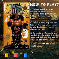 Helovino mėtymo žaidimų reklaminis skydelis, happy halloween dekoracija kabantis mėtymo žaidimas su 3 pupų maišeliais vaikams suaugusiems rudens linksmybių mėtymo žaidimas vakarėlio fonas gimtadienio dekoracija