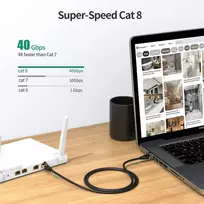 Šakotuvas Hasa zone tinklo kabelis cat 8 lan kabelis 40gbits 2000 mhz, cat.8 ethernet patch kabelis 1 m didelio greičio sftp lankstus rj45 kabelis gigabitiniams tinklams, jungiklis, patch panelis