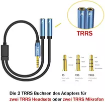 Millso 3.5 mm ausinių adapterio skirstytuvas - 4 kontaktų 3.5 mm lizdo Y kabelis (1 į 2 lizdus) garso mikrofono skirstytuvas mobiliajam telefonui, nešiojamam kompiuteriui, XBOX One, Ps4, Pc ir Mp3 grotuvui