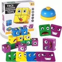 Veidą keičiantis magiškas kubas, 3d galvosūkis, veidą keičiantis magiškas kubas, 3d emoji kaladėlių galvosūkis, emoji kaladėlių medinis žaislas
