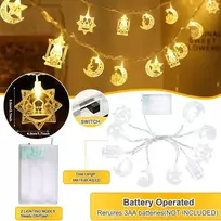 Led ramadano dekoratyvinė lemputė, 6 m 40 led lempučių eido dekoracijoms, šilta balta led musulmonų ramadano girlianda, maitinama baterijomis, vandeniui atspari dekoracija, dovana ramadano namų dekoravimui