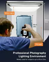 Duclus foto dėžė 80 cm (32 coliai) profesionalus sulankstomas foto studijos rinkinys su 3 reguliuojamomis led šviesos plokštėmis ir 5600 k nuolat reguliuojamu ryškumu, 6 matiniai pp fonai, šviesos palapinė dideliems produktams