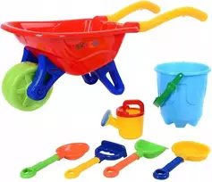 Nicola.toys smėlio karutis, kibirėlis, laistytuvas, kastuvėliai, grėbliukai, formelės 7 dalių 4703