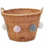 Pintinė dėžė žaislams 40 cm + pomponai