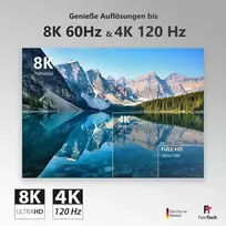 Feintech 8k Hdmi šviesolaidinis kabelis 20 m, 4k 120hz, 1440p 144hz, skirtas Hdmi 2.1 žaidimams, Hdmi kabelis Ps5 XBOX Pc Tv, 48Gbps, palaiko Earc, Cec, Vrr, Hdr, Dolby Atmos, 3d, Vmi90200