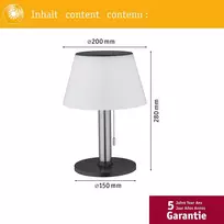 Paulmann 94267 Cordless Cupulino šviestuvas, apvalus lauko Led akumuliatorinis šviestuvas su 1 x 1.3 W reguliuojamu mobiliu šviestuvu, skaidrus, antracito spalvos akumuliatorinis šviestuvas, plastikas, belaidis, 3000 K, 1.3 W, Cupolino, 94267