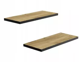 Hws Furniture 2x sieninė lentyna svetainei, ąžuolo spalvos, juoda apdaila, 40 cm