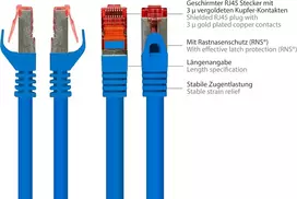 Good Connections Cat6 ethernet lan patch kabelis su fiksatoriaus apsauga rns, s/ftp, pimf, pvc, 250 mhz, gigabit palaikantis (10/100/1000-base-t ethernet tinklai), skirtas patch skydams, jungikliams, maršrutizatoriams, modemams