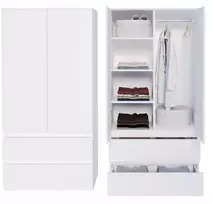 Ajkmeble Spinta 90 cm Garderoba balta Moderni su stalčiais