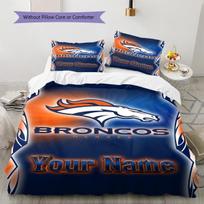 Name Custom Denver Broncos Logo Pattern Bedding Set Quilt Cover Pillowcase Home Decor Gift (1 * duvet cover + 2 * pillowcase, without core) 140x200cm white