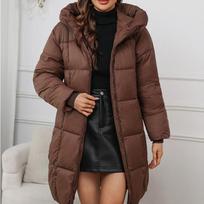 New Winter Women Long Parkas Pockets Thick Warm Hooded Down Cotton Coat Female Loose Puffer Jackets Windproof Snow Solid Color Overcoat M kava