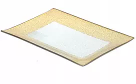 Auksinė stiklinė lėkštė žvakei 22x15cm