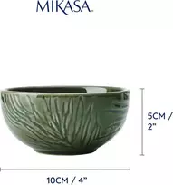 Mikasa Jardin 4 dalių dubenėlių rinkinys užkandžiams, 4 dubenėliai svečiams ir vakarėliams, žali keramikiniai dubenėliai, 10 cm - dovanų dėžutė