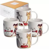 Spotted Dog Gift Company - puodeliai su šunimis ir katėmis - dovana šunų ir kačių mylėtojams - 4 vnt. rinkinys
