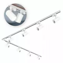 3 fazių bėgių sistema, 2m+2m bėgis, L dešinė, 8x gu10 baltas reflektorius