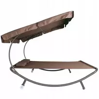 Sodo sofa dvivietis gultas terasai su pagalvėle ir baldakimu, ruda