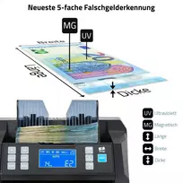 Zzap Nc25 banknotų skaičiuoklis ir padirbinių detektorius - pinigų skaičiavimo mašina, banknotų skaičiavimo mašina, pinigų skaičiuoklis