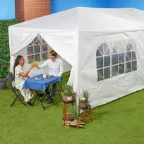 Relaxdays šoninės sienelės pavėsinei, 6 vnt., 2 x 3 m, neperšlampamos, su langu ir durimis, pe, šoninės sienelės su velcro tvirtinimu, baltos, 1 vnt.