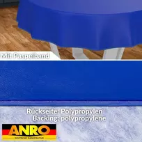 Vaškinė staltiesė, skalbiama, vaškinė, sodo staltiesė, lauko, vidaus, apvali, 120 cm su apsiuvu, mėlyna