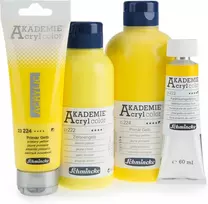 Schmincke - akademijos akriliniai dažai, chromo geltonumo atspalvis, 250 ml, 23225027, aukštos kokybės akriliniai dažai, ryškūs, labai atsparūs šviesai ir be kadmio, skirti akriliniam tapybai, mišrioms technikoms
