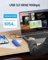 Orico M.2 Nvme Ssd dėklas, Usb 3.2 Usb C 10gbps adapteris Nvme Pcie M-key/m+b Key 2230/2242/2260/2280, M2 dėklas su Usb C-a laidu, be įrankių, Usap-pwm2g2a, mėlynas