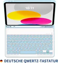 Easyacc dėklas, skirtas Ipad 11 (a16) / 10-os kartos planšetiniam kompiuteriui su klaviatūra 11/10,9 colio 2025/2022 (a2757/a2777/a3356/a3355), magnetinis nuimamas dėklas su rašiklio laikiklio klaviatūra, mėlynas