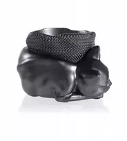 Sleepy Cat Juodas Metallic vazonas 12 cm Katės dekoracija