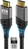 Cuszwee hdmi kabelis, hdmi 2.1 ultra kabelis 48gbps didelės spartos 8k @ 60hz 4k @ 120hz 7680p earc hdcp 2.2 & 2.3 dts:x dinaminis hdr dolby atmos suderinamas su ps5/4/3, hdtv, ethernet, XBOX series x/s, pc