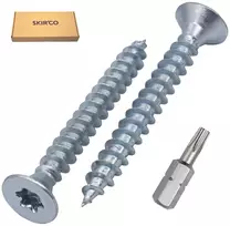 Skir'co (100 vnt.) 6,0 x 50 mm cinkuoto plieno medsraigčiai su torx galvute, įleidžiami medsraigčiai medienos drožlių plokštėms, pilnas sriegis