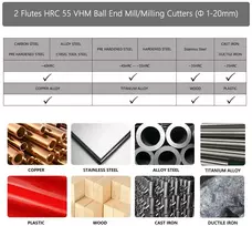 Creeya 2 vnt. karbido freza su sferine galvute 4 mm, 2 dantų / 2 ašmenų Cnc freza su sferine galvute Hrc 55, Altin juoda danga, kieto karbido spindulio pjoviklis 4 mm plienui, metalui, medžiui, akrilui, plastikui (skersmuo 4