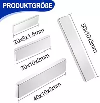Keukenket 30 x 10 x 2 mm neodimio magnetai, ypač stiprūs, stiprūs magnetai su lipnia nugara, 16 stačiakampių stiprių magnetų rinkinys skirtas lentoms, virtuvėms, biurams