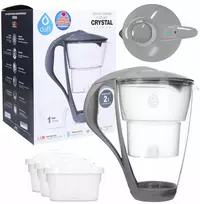Stiklinis vandens filtravimo ąsotis Dafi Crystal 2l pilkas + 3x Dafi Unimax filtrai