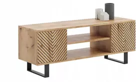 Tv staliukas Focus, komoda loft 135cm, ąžuolo craft spalvos, eglutės grafika