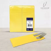Velahub Airlaid 50 stalo įrankių servetėlės, aukštos kokybės vienkartinės servetėlės, 39 x 40 cm, geltonos