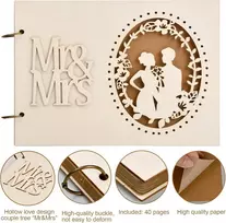 Shengxi vestuvių svečių knyga „mr & Mrs“, medinė svečių knyga vintažinei vestuvių dekoracijai, medinė vestuvių knyga, nuotraukų albumas jubiliejams, vestuvių dovana jaunajai ir jaunikiui