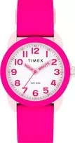 Timex Time Machines Tw2w92200 vaikiškas laikrodis, 30 mm, rožinis silikoninis dirželis, baltas ciferblatas, rožinis korpusas, rožinis, apyrankė