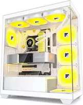 Foifkin pc dėklas - iš anksto įdiegti 3 pwm argb ventiliatoriai, atx mid-tower žaidimų pc dėklas, 270° panoraminis stiklas (baltas, f3)