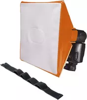 Lumiquest Softbox Iii Lq-119s, blykstės difuzorius ir šviesos minkštiklis, universalus klasikinis dizainas išorinėms fotoaparatų blykstėms su Ultrastrap, neoninė oranžinė