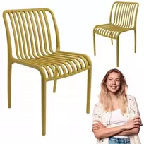 Hile Garstyčių spalvos kėdė valgomajam, svetainei, virtuvei Loft boho stiliaus, plastikinė geltona