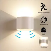 Lauko sieninis LED šviestuvas Elitlife 12 W su judesio jutikliu