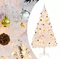 Led pvc Kalėdinė eglutė 210cm balta + auksiniai/sidabriniai burbulai