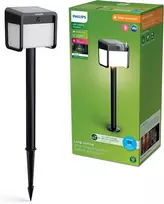Philips Ezra itin efektyvus lauko saulės energijos postamento šviestuvas su jutikliu, 3000k balta šviesa, 250/25lm, juodas