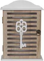 Avilia ruda ir balta retro stiliaus raktų spintelė su rakto dekoracija 6 x 19 x 28.5 cm