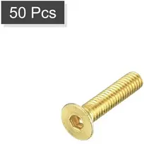 Sourcing map varžtai su plokščia galvute m2.5 - 0.45 x 12 mm žalvarinis šešiakampis lizdas, 50 vnt.